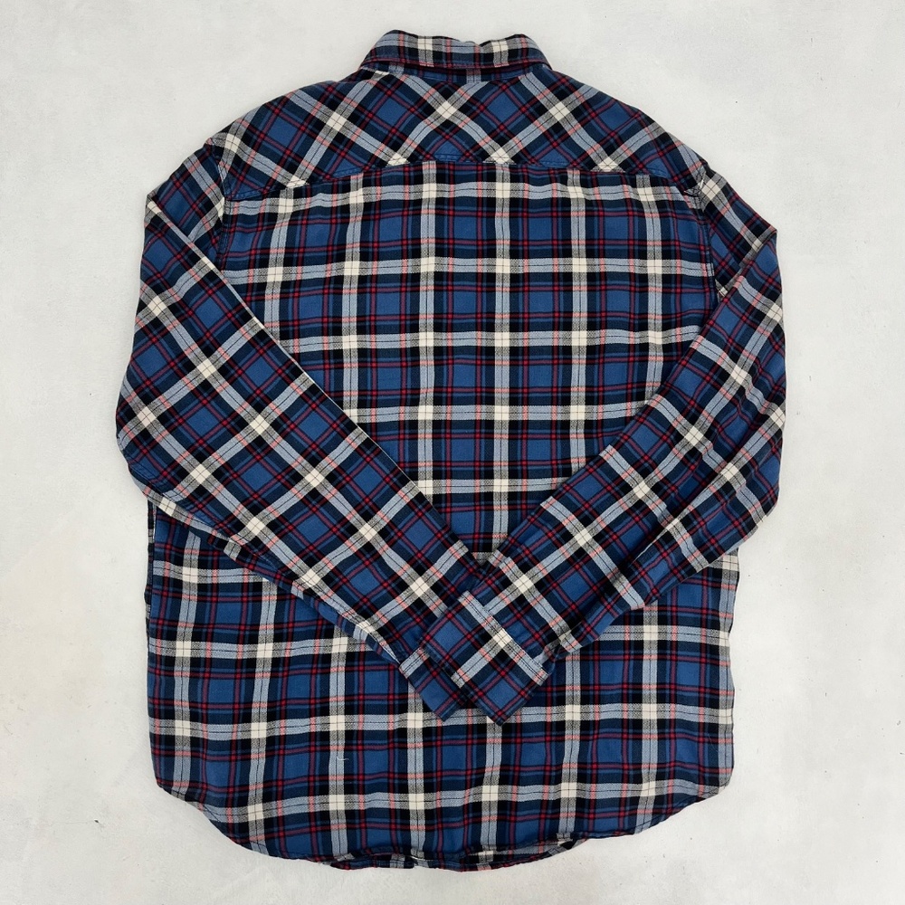 American‎ Eagle Outfitters Mens Size L Button Up Shirt Blue Plaid Athletic Fit - Picture 7 of 10